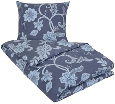 Blomstret sengetøj 140x220 cm - 100% bomuld - Diana blåt sengetøj - Nordstrand Home sengesæt 